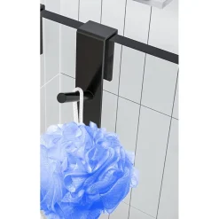 GANCIO DOPPIO PER PORTA BOX DOCCIA APPENDERE ASCIUGAMANI BAGNO 4X18CM NERO 87771