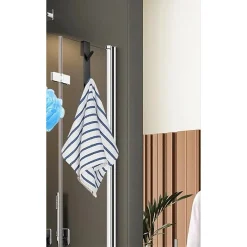 GANCIO DOPPIO PER PORTA BOX DOCCIA APPENDERE ASCIUGAMANI BAGNO 4X18CM NERO 87771