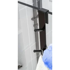 GANCIO DOPPIO PER PORTA BOX DOCCIA APPENDERE ASCIUGAMANI BAGNO 4X18CM NERO 87771