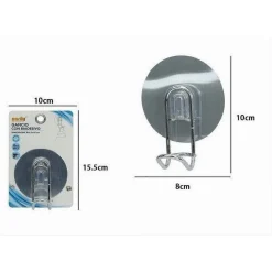GANCIO PORTA ASCIUGAMANI MONTAGGIO A PARETE BAGNO CON BIADESIVO 8X4.5X10CM 79834
