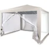 GAZEBO 2,4 X 3 X 2,50 M TENDONE GIARDINO TELO BIANCO IMPERMEABILE CON ZANZARIERA
