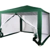 GAZEBO 2,4 X 3 X 2,50 MT TENDONE GIARDINO TELO VERDE IMPERMEABILE CON ZANZARIERA