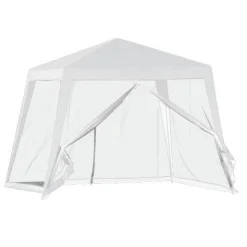 GAZEBO TENDA DA GIARDINO RESISTENTE REMOVIBILE 2.5X2.4X3MT BIANCO CON ZANZARIERA 222708