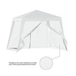 GAZEBO TENDA DA GIARDINO RESISTENTE REMOVIBILE 2.5X2.4X3MT BIANCO CON ZANZARIERA 222708