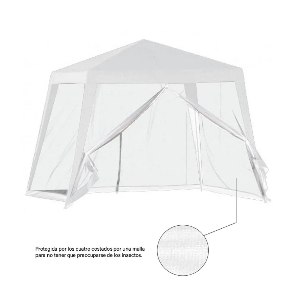 GAZEBO TENDA DA GIARDINO RESISTENTE REMOVIBILE 2.5X2.4X3MT BIANCO CON ZANZARIERA 222708