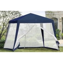 GAZEBO TENDA DA GIARDINO RESISTENTE REMOVIBILE 2.5X2.4X3MT BLU CON ZANZARIERA 222709