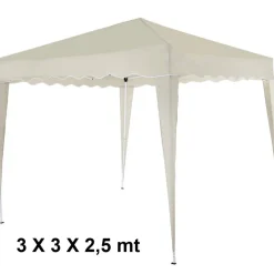 GAZEBO 3X3X2,5 MT PIEGHEVOLE ECRU IMPERMEABILE RICHIUDIBILE TENDONE GIARDINO