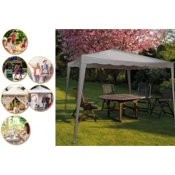 GAZEBO 3X3X2,5 MT PIEGHEVOLE GRIGIO IMPERMEABILE RICHIUDIBILE TENDONE GIARDINO 016561