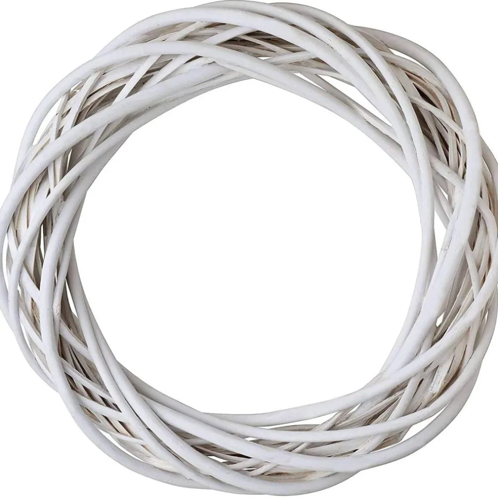 GHIRLANDA DIETROPORTA IN LEGNO BIANCO INTRECCIATO 30 CM DECORAZIONI PORTA NATALE