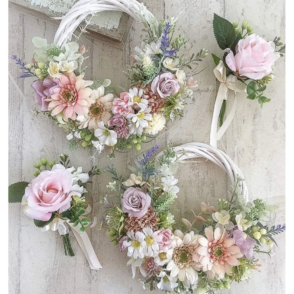 GHIRLANDA DIETROPORTA IN LEGNO BIANCO INTRECCIATO 30 CM DECORAZIONI PORTA NATALE