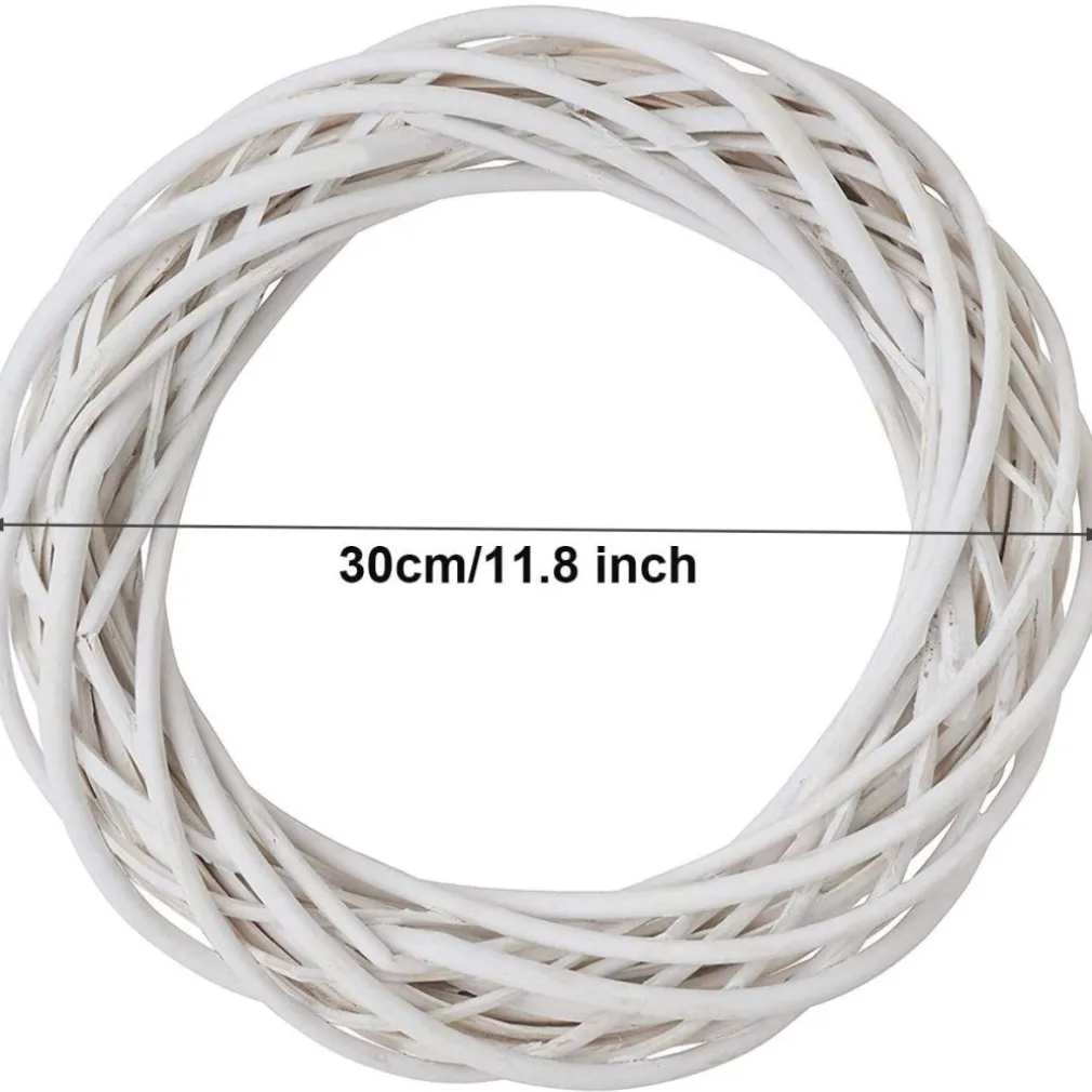 GHIRLANDA DIETROPORTA IN LEGNO BIANCO INTRECCIATO 30 CM DECORAZIONI PORTA NATALE