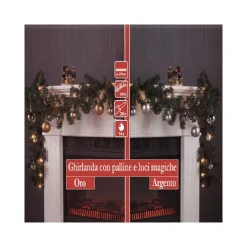 GHIRLANDA NATALIZIA PER CASA CAMINO ALBERO NATALE 20 LUCI E 16 SFERE VARI COLORI