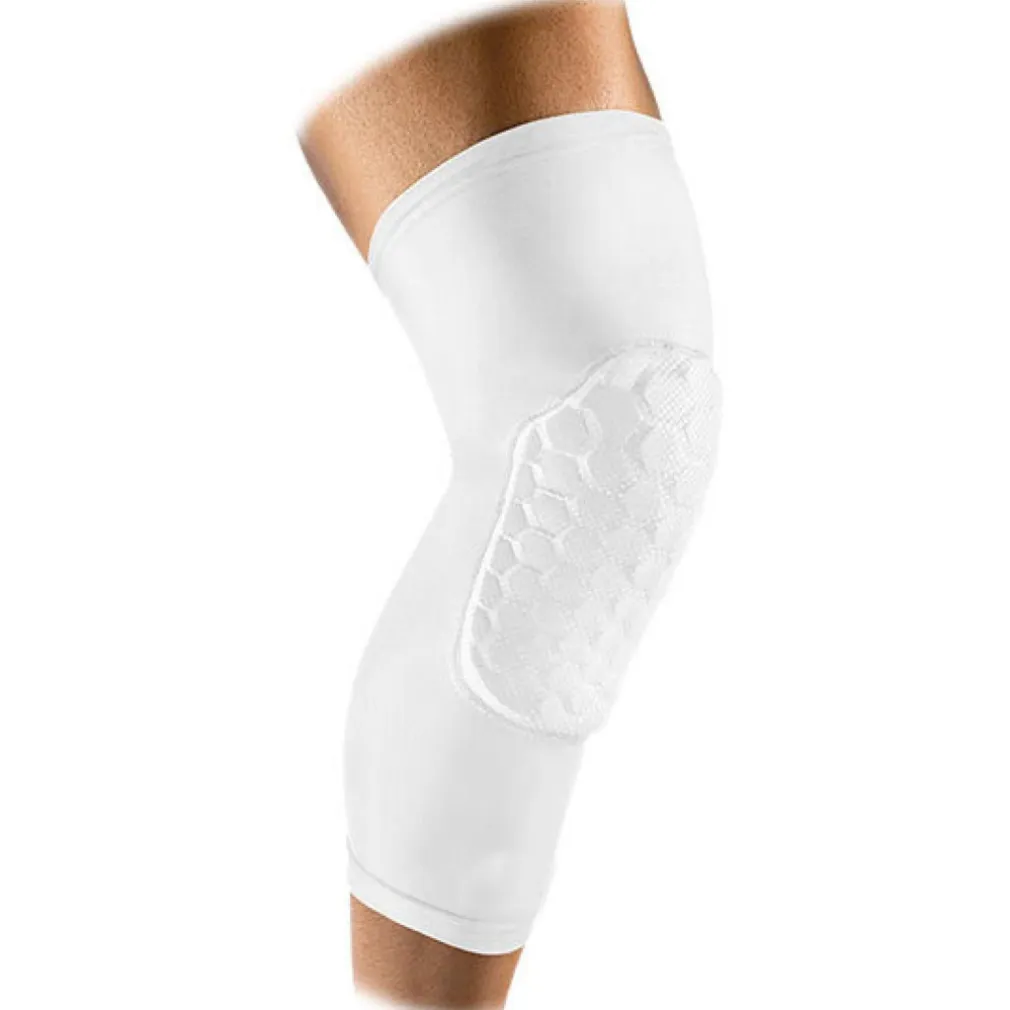 GINOCCHIERA ELASTICA CON PROTEZIONE HEX 9MM PARACOLPI SPORT COMPRESSIONE BIANCO