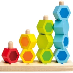 GIOCATTOLO CREATIVO IN LEGNO GIOCO EDUCATIVO PER BAMBINI COLORATO IMPILA E CONTA