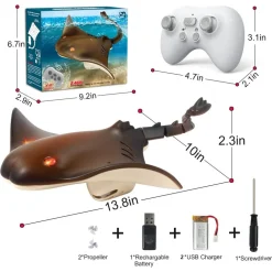 GIOCATTOLO DEVILFISH TELECOMANDATO SQUALO 2.4G RC SUBACQUEO PISCINA BAMBINI ESTATE