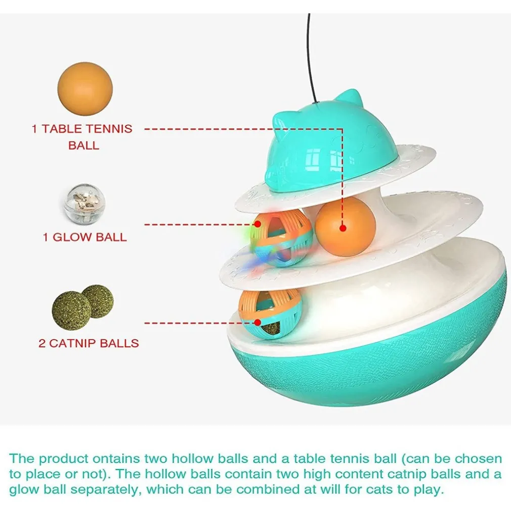 GIOCATTOLO MULTIFUNZIONALE PER GATTO PALLA GIRADISCHI DOPPIA TRACCIA BASTONE