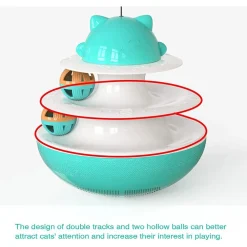 GIOCATTOLO MULTIFUNZIONALE PER GATTO PALLA GIRADISCHI DOPPIA TRACCIA BASTONE