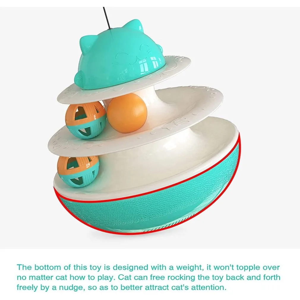 GIOCATTOLO MULTIFUNZIONALE PER GATTO PALLA GIRADISCHI DOPPIA TRACCIA BASTONE