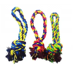 GIOCO CORDA INTRECCIATA NODO PALLA MANIGLIA TESSUTO PER CANE MASTICARE MORDE DENTI
