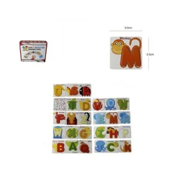 GIOCO EDUCATIVO PUZZLE LEGNO BAMBINI IMPARARE INGLESE LETTERE ANIMALI 64979