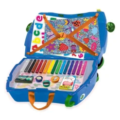 GIOCO GIRANDOLONE VALIGIA CON PENNARELLI STICKERS GIOCO MEMO CARTE MITAMA BLU