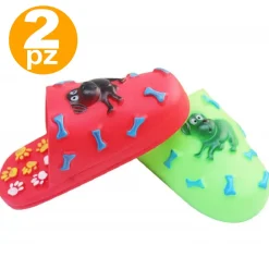 GIOCO PANTOFOLA CIABATTA CON SUONO STRIDULO GOMMA CANI GATTI RESISTENTE MASTICARE