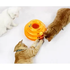 GIOCO PER GATTI INTERATTIVO TORRE CIRCOLARE CON SFERE PALLINE ROTANTI GATTO