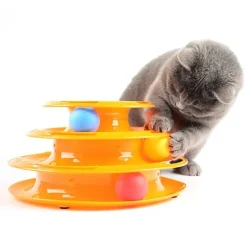 GIOCO PER GATTI INTERATTIVO TORRE CIRCOLARE CON SFERE PALLINE ROTANTI GATTO