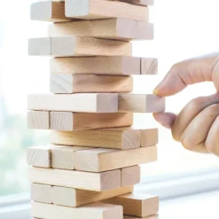 GIOCO SOCIETA' DA TAVOLO JENGA TORRE LEGNO 28X8CM 57 MATTONCINI GIOCHI ABILITA'