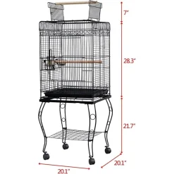GRANDE GABBIA PER UCCELLI IN ACCIAIO 2 PALI PER PAPPAGALLO CANARINI PARROCCHETTI