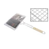 GRIGLIA BARBECUE DOPPIA MANICO LEGNO GRATICOLA GRIGLIATA PESCE ARROSTO 34,5X22CM