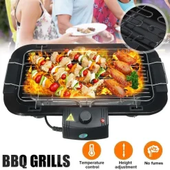 GRIGLIA ELETTRICA 2000 W BARBECUE GRILL BISTECCHIERA BBQ GIARDINO Q-BBQ6 JY-06
