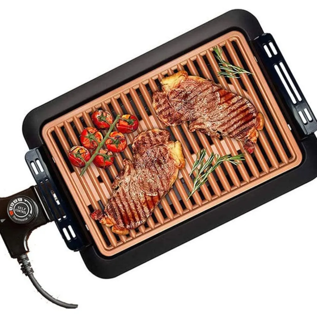 GRIGLIA ELETTRICA ANTIFUMO 1000W Q-HB67 GRILL SENZA FUMI PIASTRA ANTIADERENTE