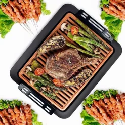 GRIGLIA ELETTRICA ANTIFUMO 1000W Q-HB67 GRILL SENZA FUMI PIASTRA ANTIADERENTE