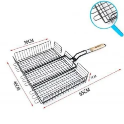 GRIGLIA PER BARBECUE 65 X 40 X 30 X H7CM PER BRACIATA CARNE PESCE VERDURE 802051