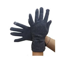 GUANTI TESSUTO COTONE DONNA GRIGIO FIOCCO GLITTER TAGLIA 8 GLOVES FODERA