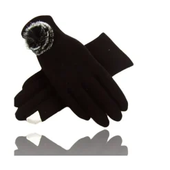 GUANTI TESSUTO MARRONE COTONE PON PON GUANTO TAGLIA 8 GLOVES FODERA PILE