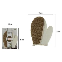 GUANTO CRINE SPUGNA DOCCIA BAGNO ESFOLIANTE PELLE CORPO 17 X 21 CM MARRONE 69573