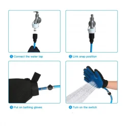 GUANTO MASSAGGIANTE DOCCIA CL-018 PER ANIMALI TUBO INTEGRATO AGGANCIO UNIVERSALE