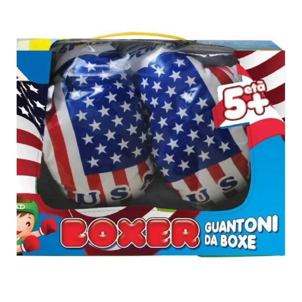 GUANTONI DA BOXE PUGILATO GIOCATTOLO BAMBINI AMERICA STELLE E STRISCE PLASTICA