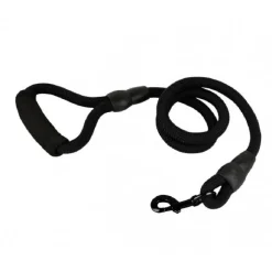 GUINZAGLIO A CORDA NYLON CANI CANE TAGLIA MEDIA 120 CM CON MOSCHETTONE NERO