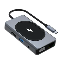 HUB DOCKING STATION USB-C CON RICARICA WIRELESS Q-HU666 ADATTATORE MULTIFUNZIONE