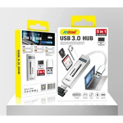 HUB USB 3.0 5 IN 1 LETTORE DI MEMORIE PENDRIVE USB COMPUTER PC NOTEBOOK Q-HU803