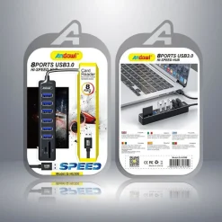 HUB USB 3.0 A 8 PORTE CON SLOT PER SCHEDE SD TF COMPUTER LAPTOP HI-SPEED Q-HU300