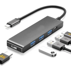 HUB USB TYPE-C 5 IN 1 HDMI 4K COMPATIBILE CON THUNDERBOLT 3 MULTIFUNZIONE Q-HU90
