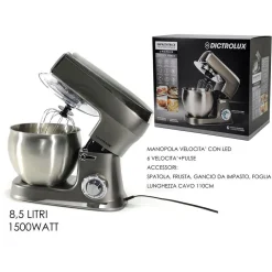 IMPASTATRICE PLANETARIA PROFESSIONALE CIOTOLA 8,5LT 1500W 6 VELOCITÀ + PULSE MANOPOLA LED