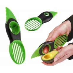 3IN1 COLTELLO TAGLIA AFFETTA AVOCADO RIMUOVI NOCCIOLO MANUALE FETTE SPICCHI PLASTICA