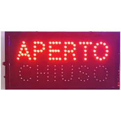 INSEGNA A LED LUMINOSA DINAMICA CON TASTO SELETTORE APERTO O CHIUSO 50X25 CM