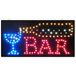 INSEGNA LUMINOSA A LED CON SCRITTA BAR CON GANCI 50X25 CM 220V
