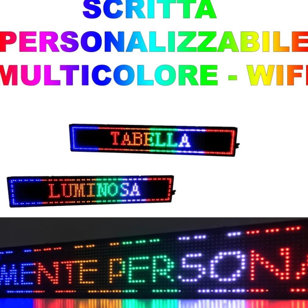 INSEGNA LUMINOSA A LED SCRITTA PERSONALIZZATA SCORREVOLE TABELLA 200 X 40 CM